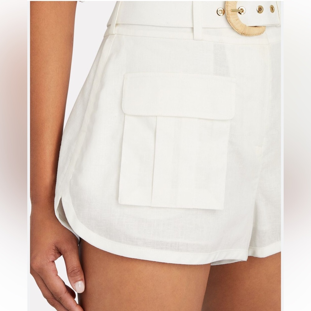 Zimmermann Brighton Cargo white Belted Shorts SZ 2/  US 6-8